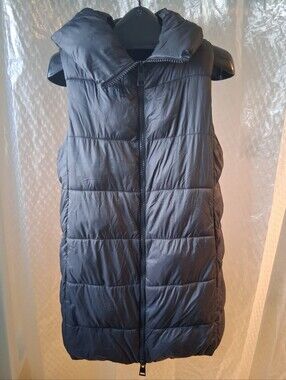 Zara Sleeveless Black Puffer Long Vest Size M